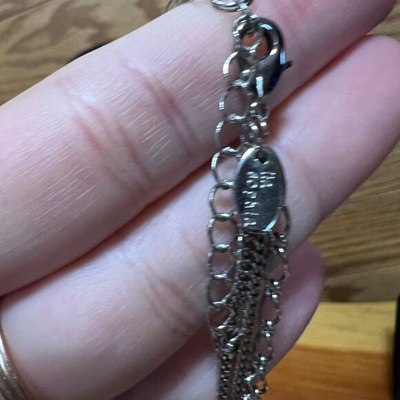 Lia Sophia Charade Silver Tone W Black Beading Necklace Earrings Set Layered NEW - Picture 7 of 11